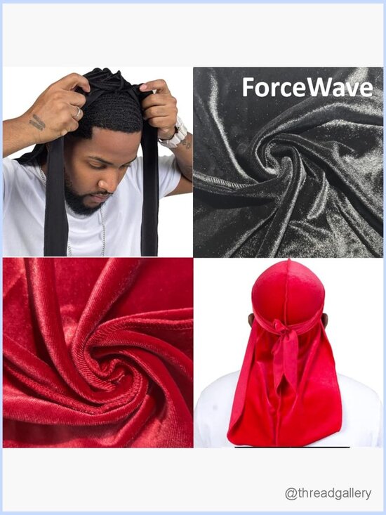Velvet Durags for Men Premium Pack of 4 with Long Tail Wide Strap main image 6